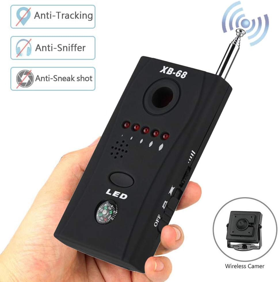 Anti-Camera Bug Detector, Frequency Scanner Sweeper GPS Signal Finder Bug Detector Camera Hidden Tracker Metal Finder XB-68,Black
