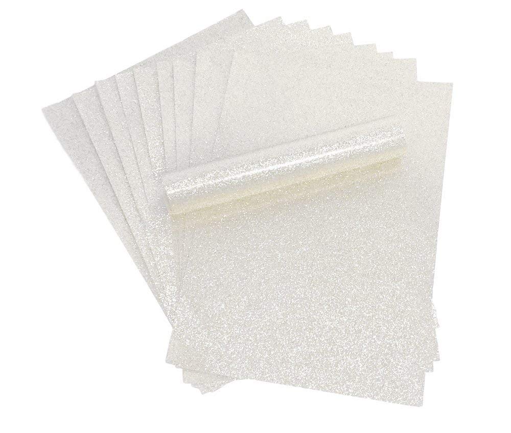 Syntego Iridescent Glitter Card A4 Sparkly Soft Touch Non Shed 250gsm Pack of 10 Sheets (White)
