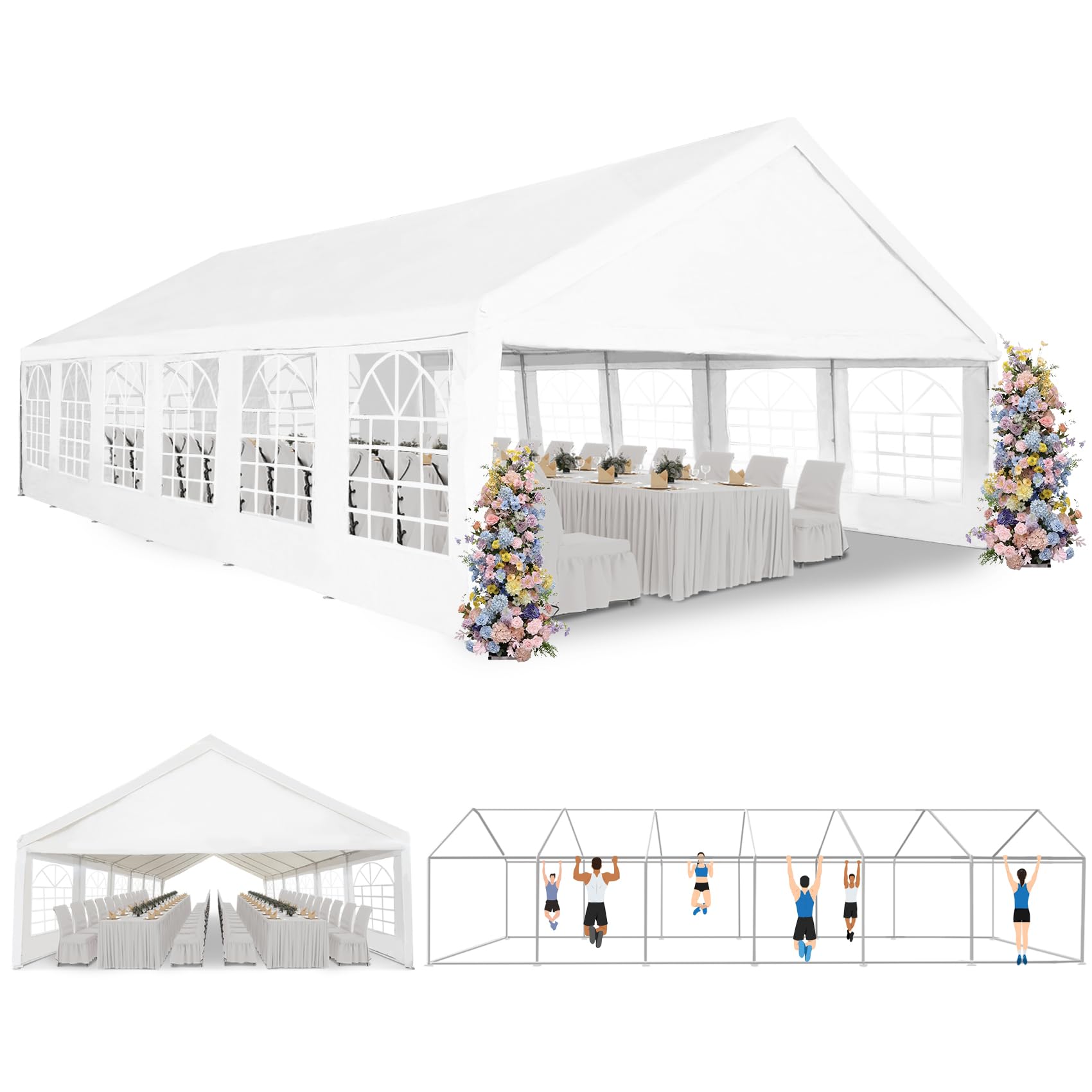 Photo 1 of ***BOX 4 OF 4 ONLY***VOYSIGN Party Tent 20X40ft Heavy Duty Large Outdoor Canopy White Event Shelter Gazebo Carport for Parties Wedding
