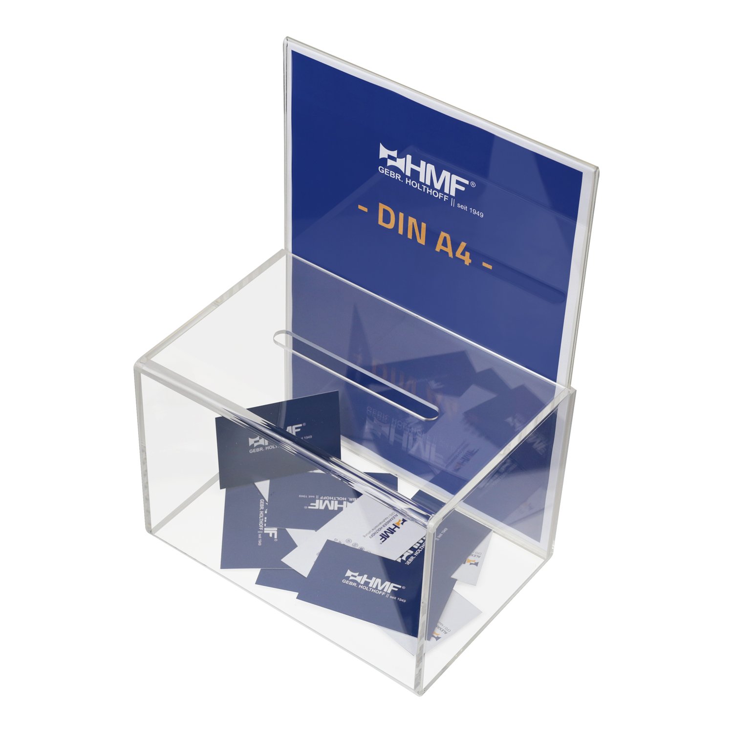 HMF 46916 Charity Box, Donation Box, Acrylic for Din A4 Flyer, 22 x 15 x 31 cm