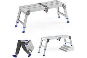 Loyoda Folding Work Platform for Adults, Aluminum Foldable Step Stool Adjustable Height, Lightweight and Durable Portable Out