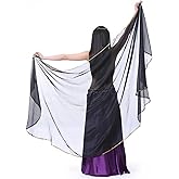 ZHGAOG Chiffon Belly Dance Veil Lightweight Belly Dance Scarf Belly Dance Hip Scarf Sequin Trim Gold Shawls Veils