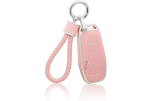YO&YOYE for Ford Key Fob Cover with Keychain, Pink Soft TPU Key Case Protection Fit for F150 Explorer Mustang Edge Lincoln MKZ MKX MKC