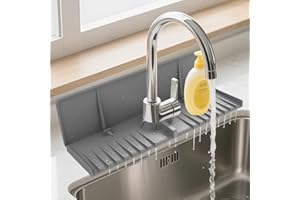 Silicone Faucet Drip Catcher Tray Mat - Upgraded Design - Sink Backsplash Guard Behind Faucet, Silicone Faucet Mat for Dish S