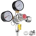 VEVOR Double Gauge Regulator, CO2 Regulator Gauge with 0-60PSI, Heavy Duty CO2 Gauge Gas System, Draft Beer Regulator with Check Valve, Adjustable Pressure Regulator for Draft Beer Homebrew, CGA320