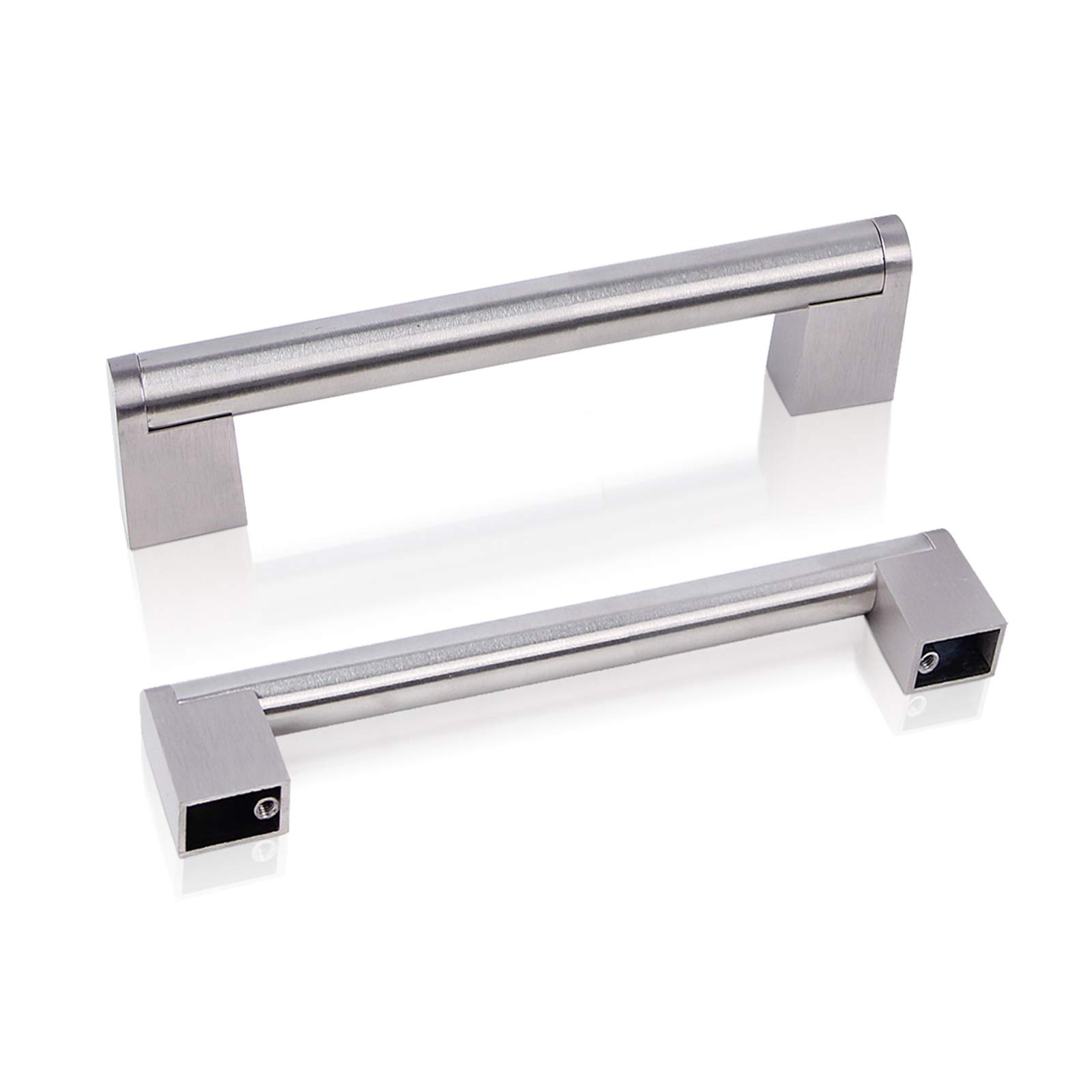 Gobrico Boss Bar Kitchen Cabinet Handles Brushed Nickel Dresser Pulls 3-3/4"(96mm) Hole Center Satin Nickel Stainless Steel Cabinet Hardware 30 Pack