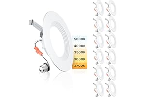 Ensenior 5/6 Inch 5CCT LED Pot Lights 12 Pack, Retrofit Recessed Led Ceiling Lighting, Baffle Trim, Dimmable, 9W=110W, 1000LM