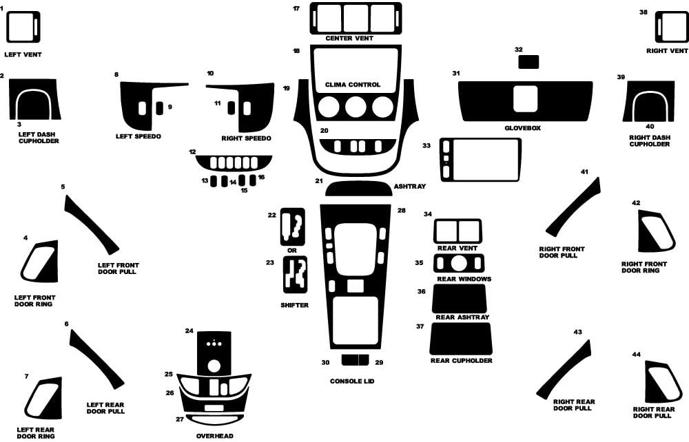 Rvinyl Rdash Dash Kit Decal Trim for Mercedes-Benz M-Class 2002-2005 - Wood Grain (Zebrano Mahogany)