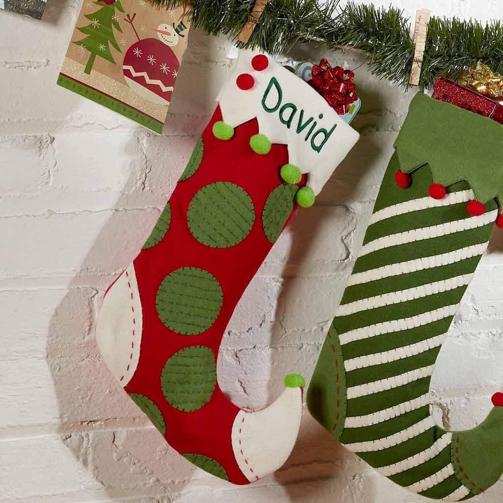 Stockings & Holders - DIBSIES Personalized Whimsical Jester Stocking (Red Dots)
