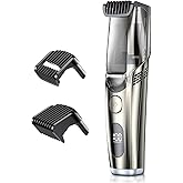 VivaEase Vacuum Beard Trimmer for Men, Upgrade Adjustable Length with 2 Comb, Electric Vacuum Trimmer for Beard, Mustache and Stubble, Waterproof and Rinses Easy, High Precision Blades for Skin fit