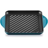 Le Creuset Enameled Cast Iron Square Grill, 9.5", Deep Teal