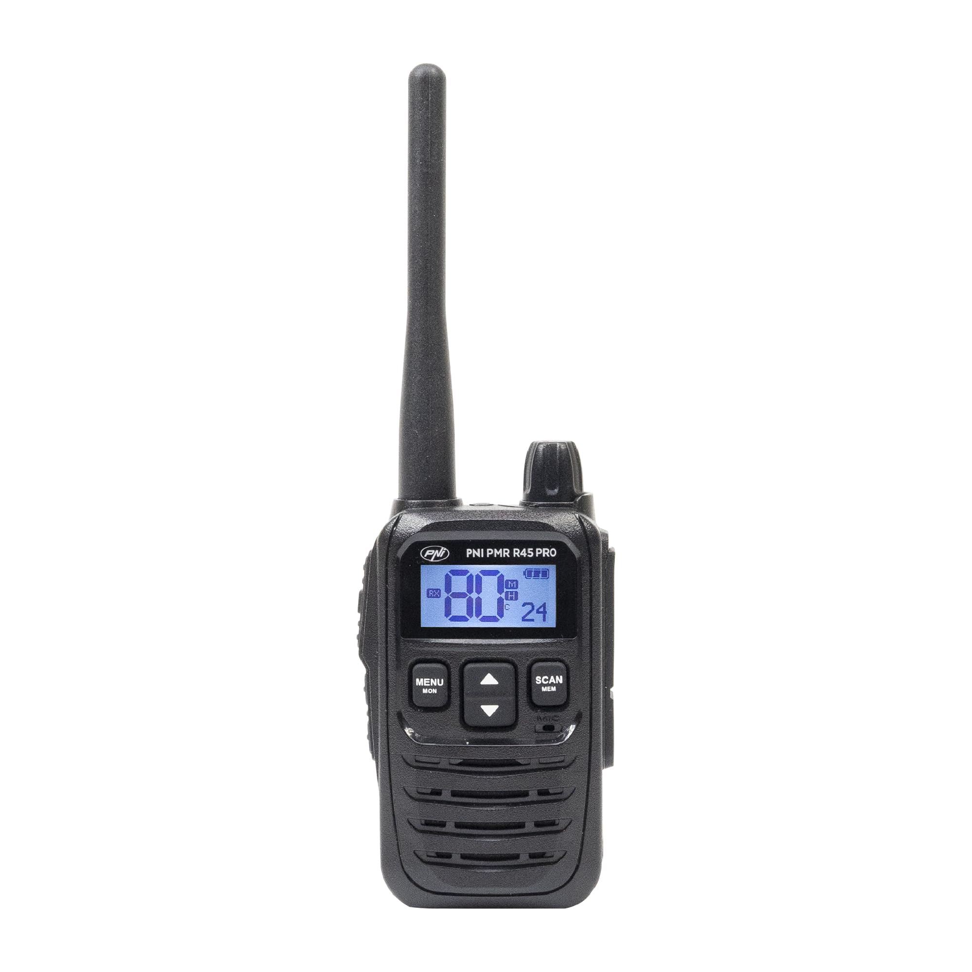 Portable radio station PNI PMR R45 PRO 446MHz, 0.5W, 99 programmable channels, 16 PMR and 38 CTCSS and 104 DCS tones, Squelch 5 levels, VOX, TOT, BCL, Scan, Roger Beep