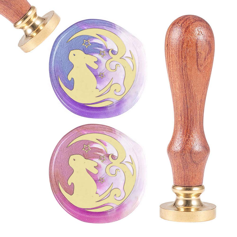CRASPIRE Wax Seal Stamp Rabbit，Animal Sealing Stamp Removable Brass Head Natural Wood Handle for Envelope Invitation Card Embellishment Gift Package Decoration