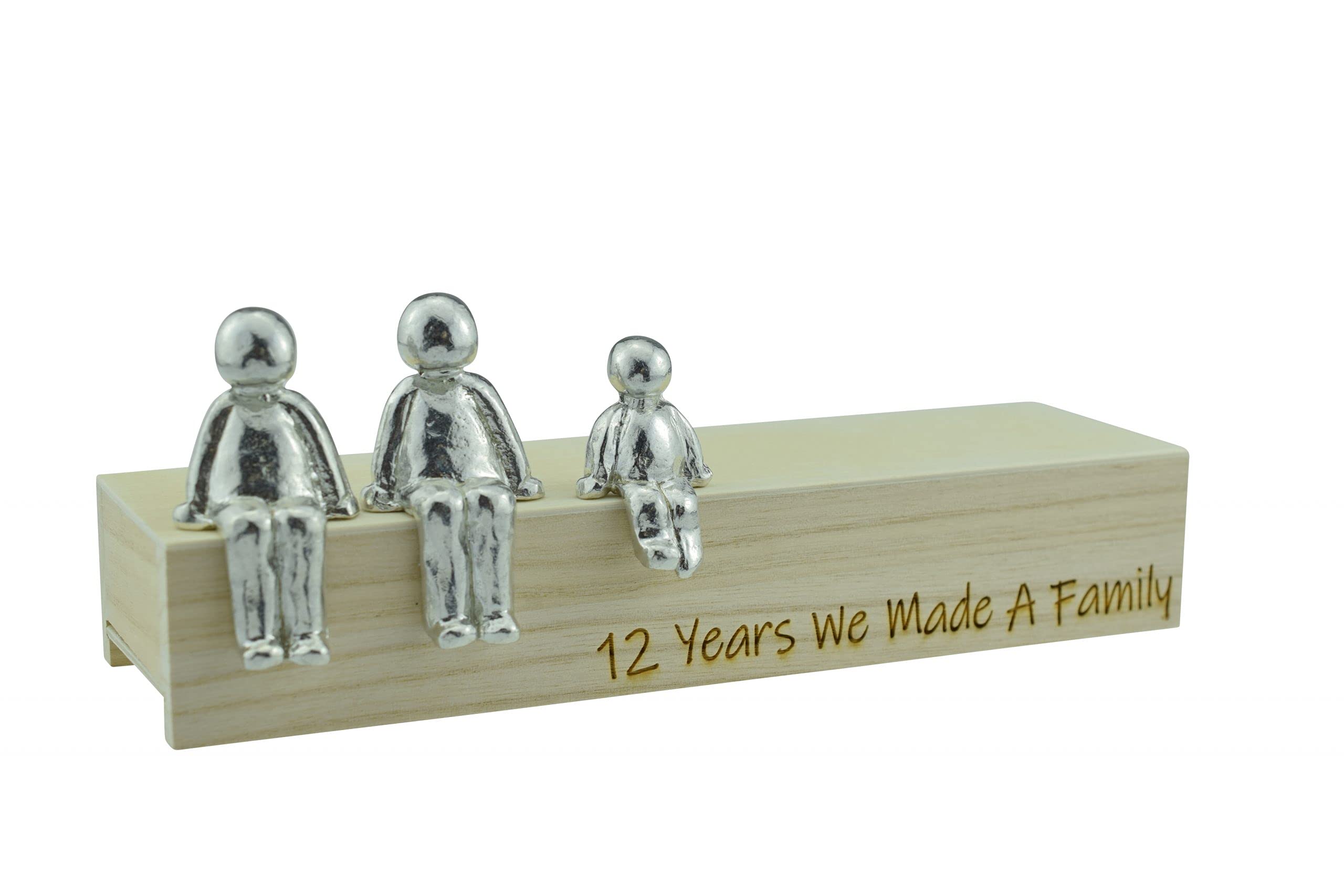 Pirantin 12th Anniversary Idea - 12 Years We Made A Family Metal Ornament - Choose Your Family Combination Box & Woodgrain May Vary(1 Child)