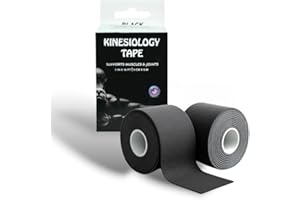 JLB Kinesiology Tape – 2 Rolls (16ft Each) – Strong Adhesion, Waterproof & Sweatproof – Latex-Free Sports Tape for Pain Relief, Muscle Support & Recovery – Physical Therapy & Athletic Tape (Black)