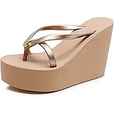 FAGLKAK Women's Elastic Lace-Up Slip On Platform Wedge Flip Flop Fashion Round Peep Toe Non-Slip Platform Heighten Clip Toe Flip Flop Summer Leisure Vacation Beach Sandals