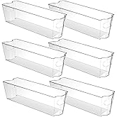 YOUNTHYE 6PCS 15inch Fridge Organizer Bins Breastmilk Freezer Storage Organizer Narrow Freezer Organizers Bins Long Clear Plastic Storage Bin for Pantry Plastic Storage Bin for Breast Milks, Freezer