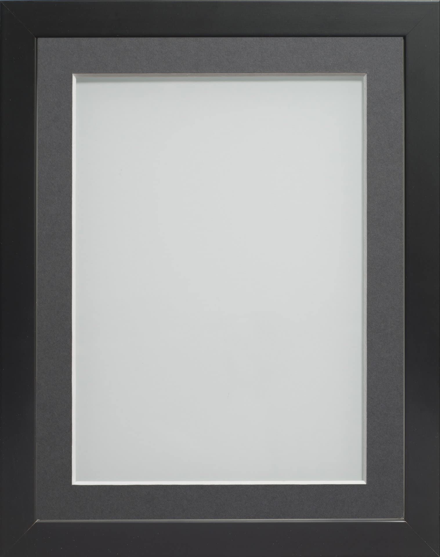 Frame Company Connolly Range Black Wooden Picture Photo Frame with Grey Mount, 24x18 for pic size 18x12 *Choice of Sizes* Fitted with Perspex