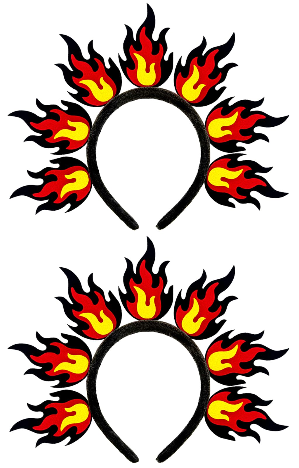 Photo 1 of 2 Pack Fire Flame Headbands Red Flame Headpieces Fire Crown Headbands Hair Accessories Party Photo Props for Halloween Costume Party Supplies
