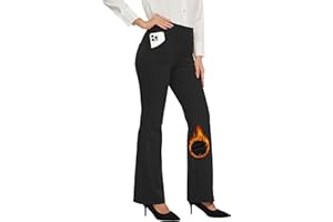 Desol Women's Fleece Lined Work Pants for Winter, Waterproof Thermal Flare Leggings with 4 Pockets, Cold Weather Duty Trouser