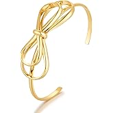 CUFELMU Bow Cuff Bracelet for Women, Thin Open Bracelet, Elegant Jewelry for Daily Wear