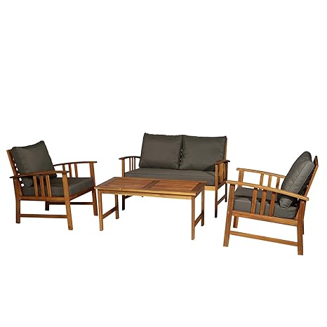Deuba Wooden Garden Furniture Patio Bistro Set Fsc Certified 4