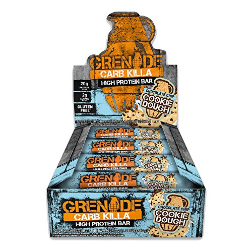 Grenade Carb Killa Protein Chocolate Bar | 20g High Protein Snack | Keto Friendly Low Net Carb Low Sugar |  Energy Bars | Chocolate Chip Cookie Dough, 12 Pack