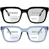 zooxsky 2 Pack Bifocal Reading Glasses for Women Men Oversized Clear Top Bi-focal Readers Progressive Dual-focus Glasses