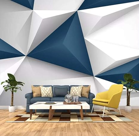 Amazon Sunkuxc カスタム写真壁紙現代3dステレオ三角形幾何学模様壁画papelデparedeリビングルームのソファテレビ背景の装飾 1x100cm 壁紙
