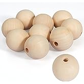2 inch Wood Beads for Crafts, 50mm Diameter Natural Unfinished Round Wooden Spacer Beads for Craft Making Decorations and DIY Crafts