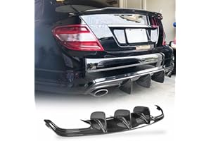 JC SPORTLINE Carbon Fiber Rear Diffuser for Mercedes Benz C63 AMG Sedan W204 2008-2011 Rear Bumper Lip Valance Splitter Spoiler(with Vent fin)