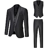 Men's Suit 3 Piece Slim Fit Suits for Men, One Button Solid Shawl Lapel Blazer Jacket Vest Pants Set for Party Wedding