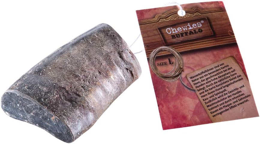 Chewies Buffalo Horn for Dogs, Filled Cow Horn from Water Buffalo, Natural Chew Toy, Dental Care and Fun in 1
