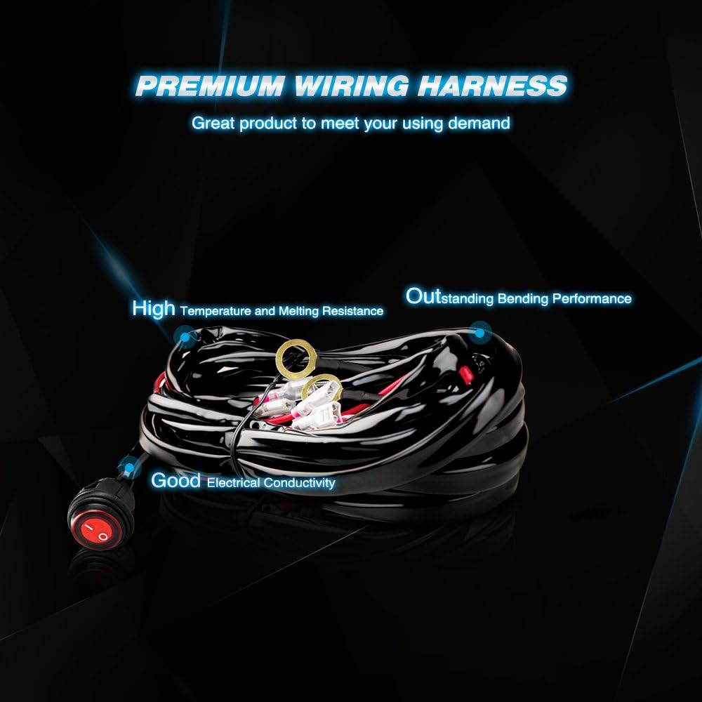 Nilight LED Light Bar Wiring Harness Kit 12V On off Switch Power Relay Blade Fuse for Off Road LED Work Light Bar,2 years Warranty: Automotive