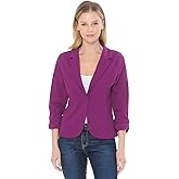 MINEFREE Women's 3/4 Sleeve Lightweight Casual Work Knit Blazer Jacket (S-3XL)