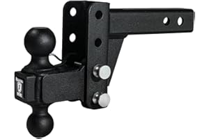 BulletProof Hitches - 2.0" Adjustable Medium Duty Trailer Hitch (14,000 lb. Rating) - 2" Drop/Rise Trailer Hitch with 2" & 2-5/16" Dual Ball - Powder Coat, Box Steel, Corrosion-Resistant
