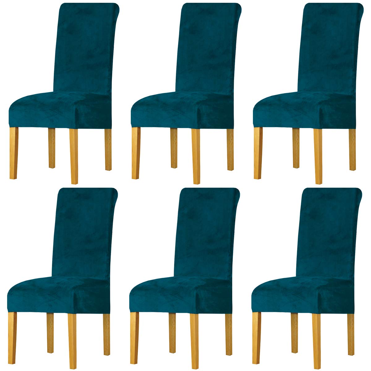 LANSHENG Dining Chair Covers Set of 6, Stretch High Back Chair Seat Protector Slipcovers, Washable Removable Kitchen Chair Covers for Dining Room (Teal, Set of 6)