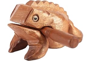 Zyyini Wooden Frog, Thailand Traditional Craft Wooden Lucky Frog Croaking Musical Instrument for Home Office Decor(15.6CM)
