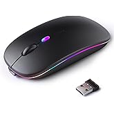 KANMABPC Wireless Bluetooth Mouse, Silent Dual Mode Mouse(Black) | Supports Bluetooth 5.2 and 2.4G dual-mode, ergonomic design with LED indicator - portable, for Laptop, Desktop &amp; Tablet