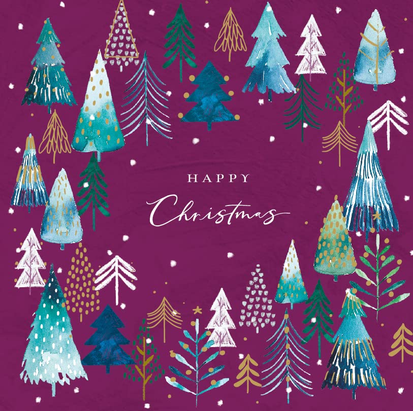 Ling Design Oh Christmas Tree by Cordelia Hutchison Festive Artistic Stunning Foil Finished Charity Pack of 6 Xmas Cards (Oh Xmas Tree)