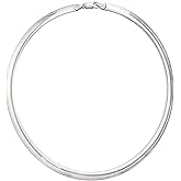 Savlano 925 Sterling Silver 8MM Italian Solid Flat Omega Chain Necklace for Women - Made in Italy Comes With a Gift Box