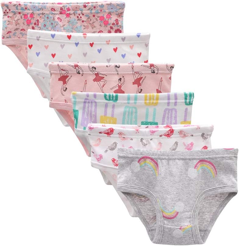 muyan Baby Soft Cotton Underwear Little Girls'Briefs Toddler Undies (Pack of 6)