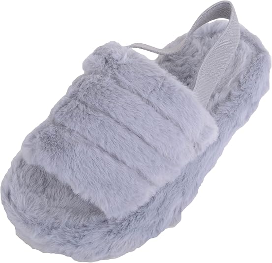 Amazon.com | Absolute Footwear Childrens/Kids/Girls Super Soft Fluffy Faux Fur Slip On Mule 