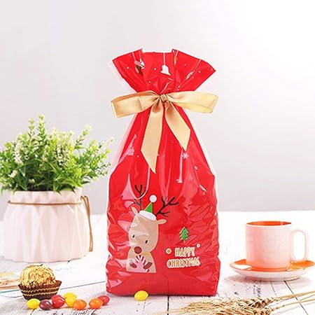 Regali Natale Carini.Ruier Hui 50 Sacchetti Regalo Di Natale Carini Caramelle Coulisse Sacchetti Bundle Tasca Per Festa Di Compleanno Snack Imballaggio Di Nozze Regalo Festa Capodanno Regalo Premium Amazon It Casa E Cucina