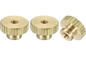 uxcell Knurled Thumb Nuts, 3Pcs M3 x D11mm x H6.5mm Brass High Head Through Hole with Collar High Head Through Hole Round Knobs Fasteners for 3D Printer Parts, Machine Tools
