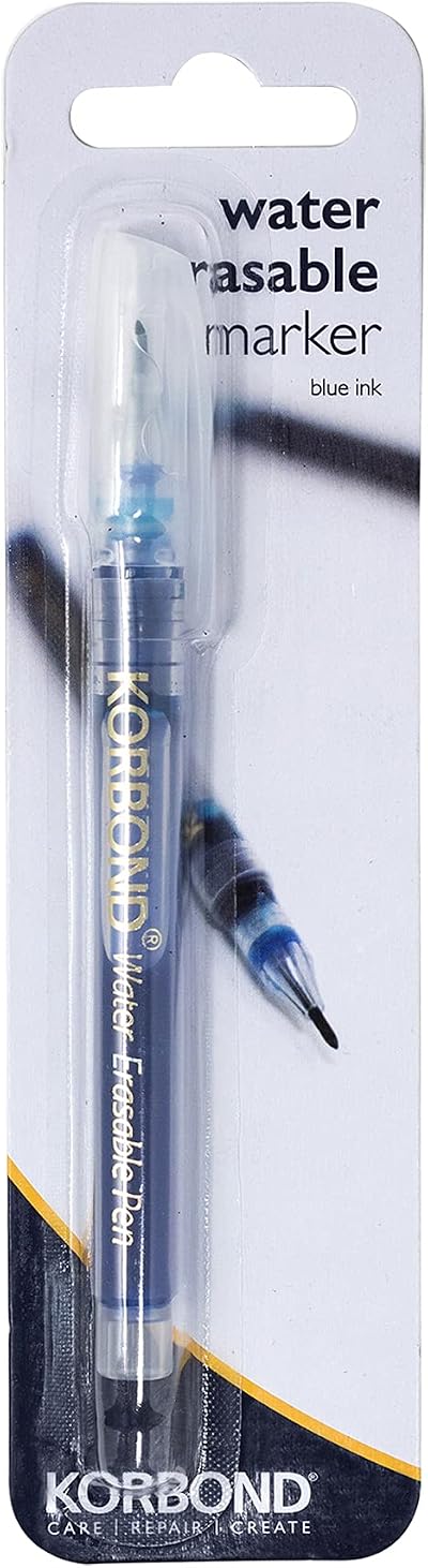 Korbond Water Erasable Marker Blue Ink Silver Sewing Fabric Tool