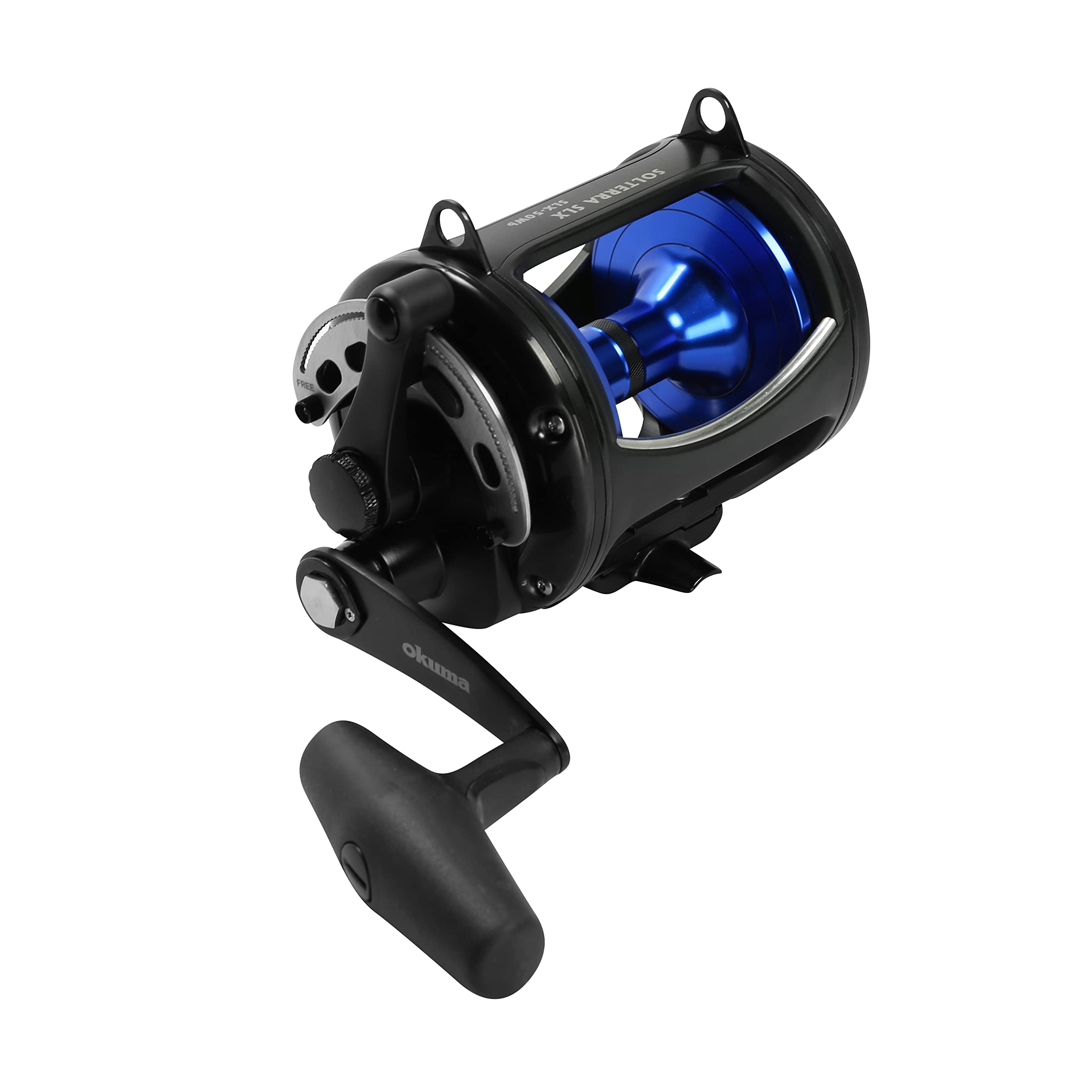 Photo 1 of Okuma Solterra SLX Single Speed Closed Wide Frame Lever Drag Saltwater Trolling Reel, SLX-50W, 420yds-80LB, Black