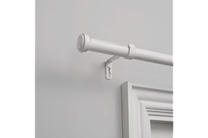 EXCLUSIVE HOME CURTAINS Exclusive Home Topper 1" Curtain Rod and Coordinating Finial Set, Distressed White, Adjustable 36"-72"