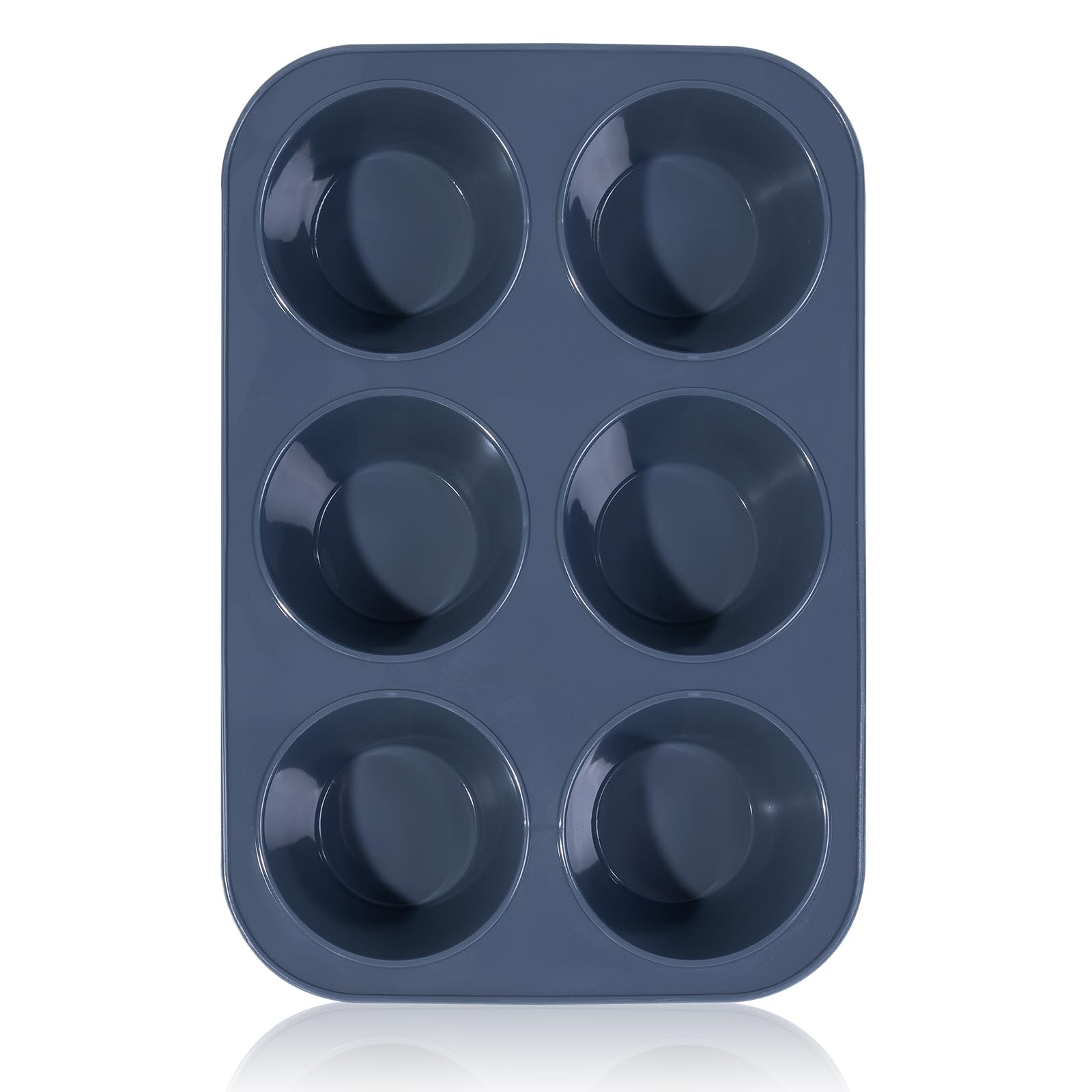Deep and Jumbo Muffin Tray 6 Cup Large Silicone Muffins Pan, Non-Stick Giant Cupcake Tin, Silicon Bakeware, Baking Case, Baking Mould for Yorkshire Pudding, Bun, Cupcakes, 27.8 x 19 x 5 cm (Grey)