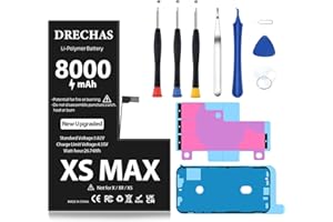 DRECHAS [8000mAh]Battery for iPhone XS MAX, 2024 New Upgraded High Capacity 0 Cycle Li-Polymer Replacement Battery for iPhone XS Models A1921, A2101, A2102, A2104 with Complete Professional Repair Tool Kit